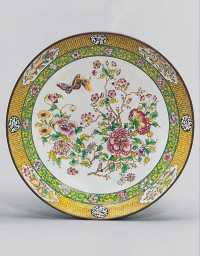 8世纪 广东铜胎画珐琅花卉纹盘